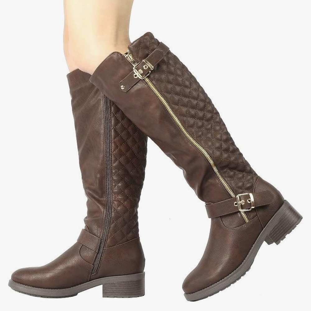 Tall Wide Calf Low Heel Boots